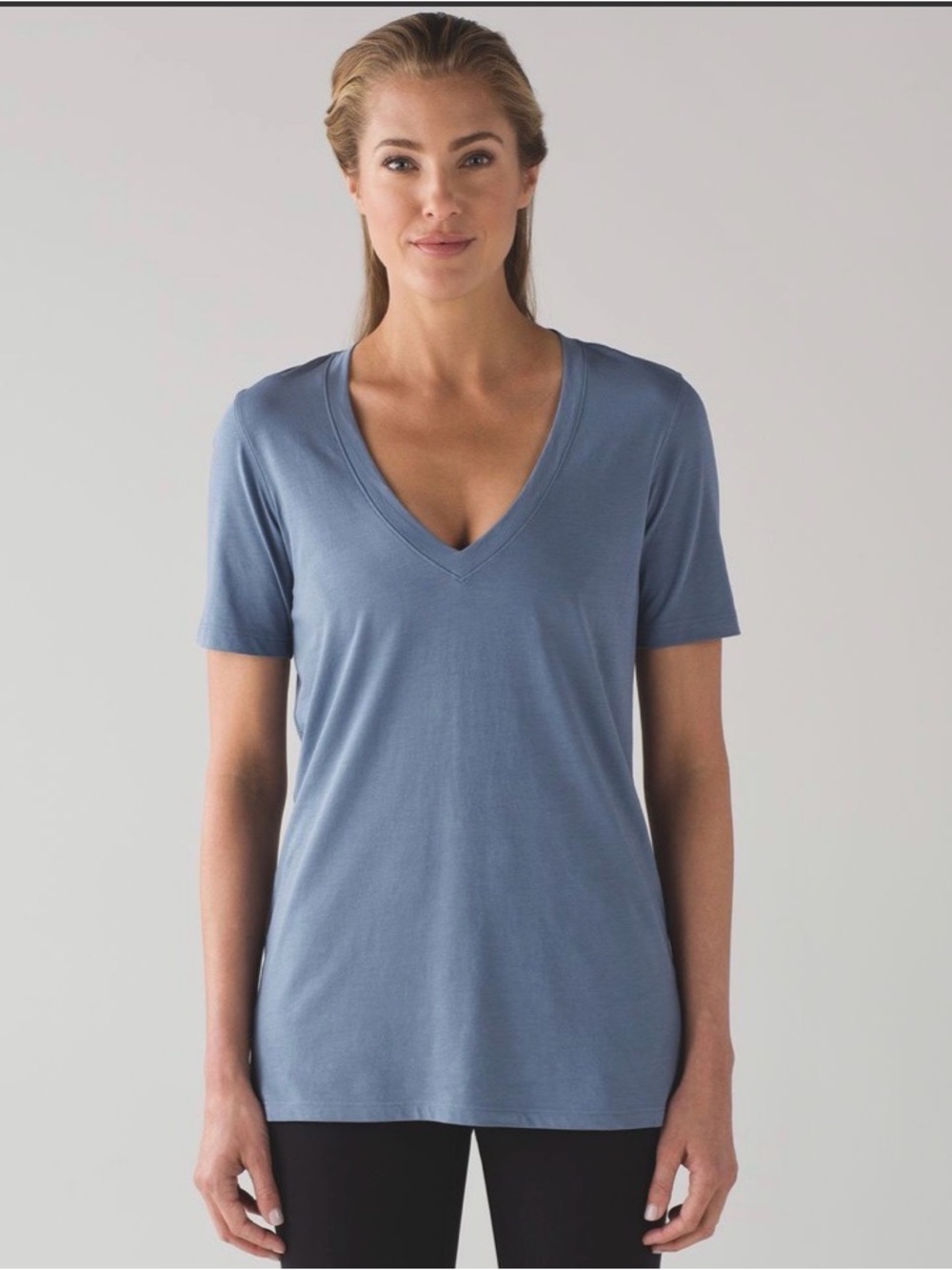 lululemon athletica Soft V-Neck Short Sleeve Top - Dusty Blue